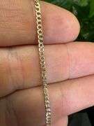 10k Yellow Gold Solid Pave Curb Link Chain 2mm Necklace 24"