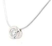 14kt White gold 0.25ctw bezel set diamond pendant on chain
