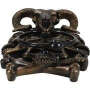 Horned Ram Skull Door Knocker with Crossed Bones