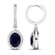 14KT White Gold 2.6ctw Blue Sapphire and Diamond Earrings