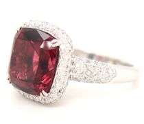 High-Quality 18k White Gold Pink Tourmaline and Diamond Ring