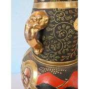 Japanese Satsuma Incense Burner with Gold Gilt Vase