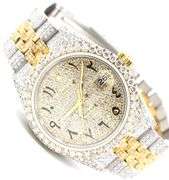 Rolex Datejust two tone 36mm Iced out Arabic diamond dial and bezel and jubilee bracelet watch