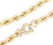 18kt Yellow gold textured rope chain necklace