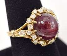 Mesmerizing Genuine Star Ruby and Diamond Ring in 18K Yellow Gold