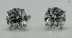14K White Gold Martini Prong Stud Lab Diamond Earrings