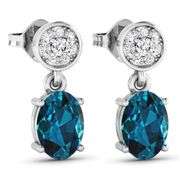14KT White Gold 1.4ctw London Blue Topaz and Diamond Earrings