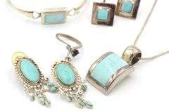 Vintage 925 sterling silver group lot of turquoise jewelry