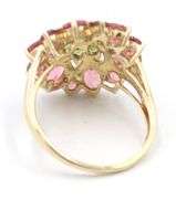 Mesmerizing14K Yellow Gold Ring W/ Pink & Green Tourmaline Gemstones