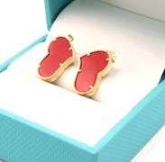 Lovely 14K Yellow Gold Coral Heart Shaped Earrings