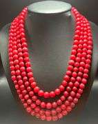 Beautiful 1150 Cttw 4 Strand Natural Ruby Necklace
