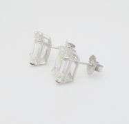 Stunning Certified 7.13CTW Emerald Cut Diamond Studs