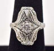 Sensational Vintage Art Deco Style Diamond Ring in 14K White Gold