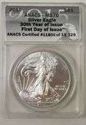2015 $1 American Silver Eagle, ANACS MS70 In Box
