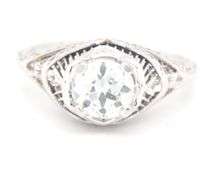 Vintage 18k White Gold Diamond Filigree Ring