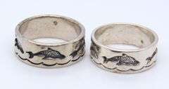 Group Lot of 2 Vintage 925 Sterling Silver Bands