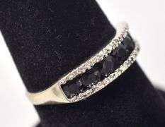 Darling 10K White Gold Blue Sapphire Gemstone and Diamond Ring