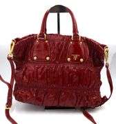 Prada Rosso Vernice Gaufre Leather Tote With Shoulder Strap