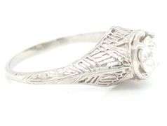 Vintage Platinum Diamond Filigree Ring