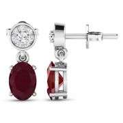14KT White Gold 1.7ctw Ruby and Diamond Earrings