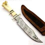 Handmade Camel Bone & Brass Handle Damascus Knife