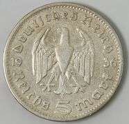 1936-G 5 Reichsmark Paul Von, Circulated
