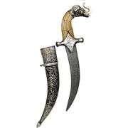 Collectible Damascus Steel Blade with Elephant Design