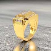 Men's 14 Kt Gold Plate 7.35 Ctw Lab Simulated Diamond Ring.