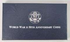 1991-1995 World War 2 50th Anniversary UNC Commemorative 2 Coin Set w OGP & COA