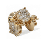 14k (585) Yellow Gold Round Cut Natural Diamond Cluster Stud Earrings