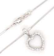 14kt White gold diamond heart shaped pendant on chain