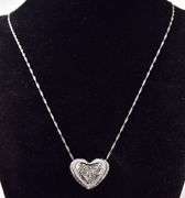 Romantic Heart Pendant Necklace in 18K White Gold