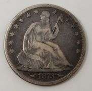 1873 Seated Liberty Half Dollar With Arrows, Circulated