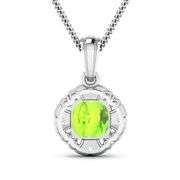 14KT White Gold 2.02ctw Peridot and Diamond Pendant