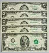 (5) Superb Crisp 2013 $2 Star Replacement Notes San Francisco-Consecutive!