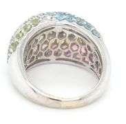 Exquisite 18kt White Gold Gemstone Weavy Ring – A Dazzling Statement of Elegance