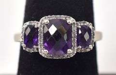 Elegant Amethyst and Diamond Ring in 10K Yellow Gold