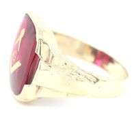 10kt Yellow gold Masonic red stone ring