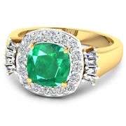14KT Yellow Gold 2.07ct Zambian Emerald and Diamond Ring
