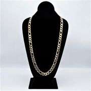 Huge 125.5 Grams Italian 14 Kt Gold Plated Figaro Chain Necklace