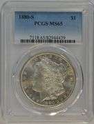 Gorgeous solid Gem BU 1880-S Morgan Silver Dollar. PCGS MS65