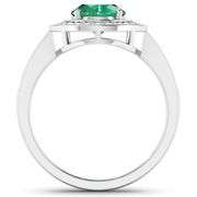 14KT White Gold 1.53ctw Zambian Emerald and Diamond Ring
