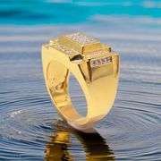 Men's 14 Kt Gold Plate 7.35 Ctw Lab Simulated Diamond Ring.