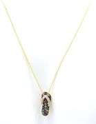 14kt Yellow gold Effy multi sapphire and diamond flip flop pendant on chain