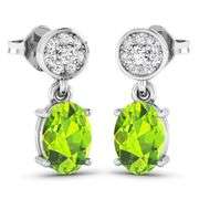 14KT White Gold 1.26ctw Peridot Topaz and Diamond Earrings