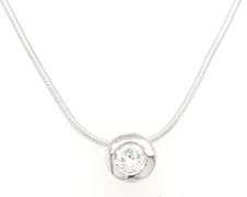 14kt White gold 0.25ctw bezel set diamond pendant on chain