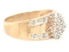 10kt Yellow gold diamond cluster ring