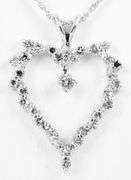 Exceptional 14K White Gold Diamond Heart Necklace