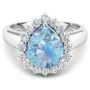 14KT White Gold 2.3ct Aquamarine and Diamond Ring