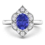 14KT White Gold 1.09ctw Tanzanite and Diamond Ring